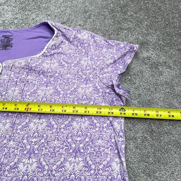 Simply Basic Sleepwear Shirt Womens 2X Purple Paisley Button Down Pajama Top - Picture 8 of 9